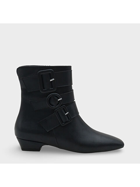 Capone Outfitters Shane Kısa Topuklu Yandan Fermuarlı Tokalı Küt Burun Kadın Bot - S000473672-19351