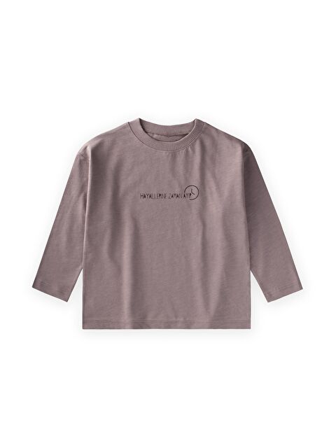 CİGİT Sloganlı Uzun Kollu T-Shirt 2-10 Yaş Bakır - S000522651-20027