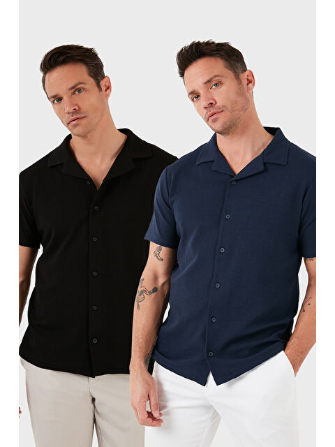 Buratti Pamuklu Regular Fit Kısa Kollu 2'li Paket Gömlek 5902640S2 - S000384615-23093