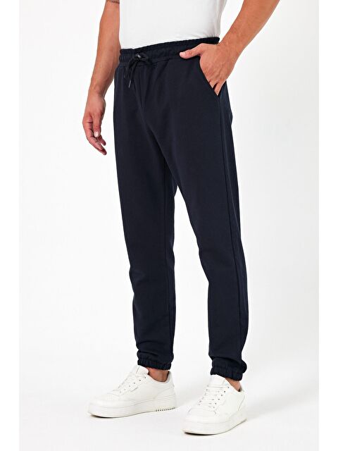 Mmetalic Kalın Lacivert  Erkek Jogger Eşofman Altı Jogger Arka Cepli Lastik Paça Regular Fit Şardonsuz - S000268684-21164