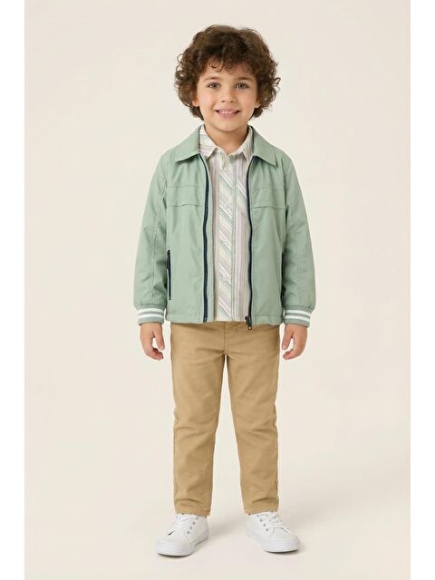 MİNİNİO Erkek Çocuk Rüzgarlık Detaylı 3'Lü Takım - Yeşil