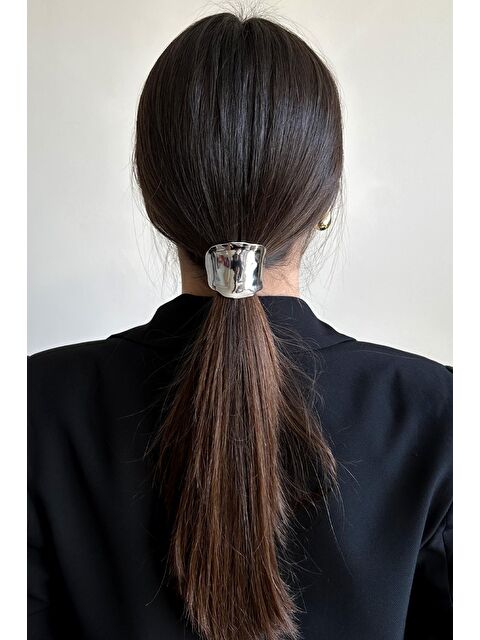 New Obsessions Dalgalı Çelik Yüksek At Kuyruğu Tokası Saç Kelepçesi Ponytail Cuff - S000144732-18105