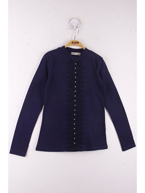 Toontoykids Kız Çocuk Önü Dantelli Okul Tişört