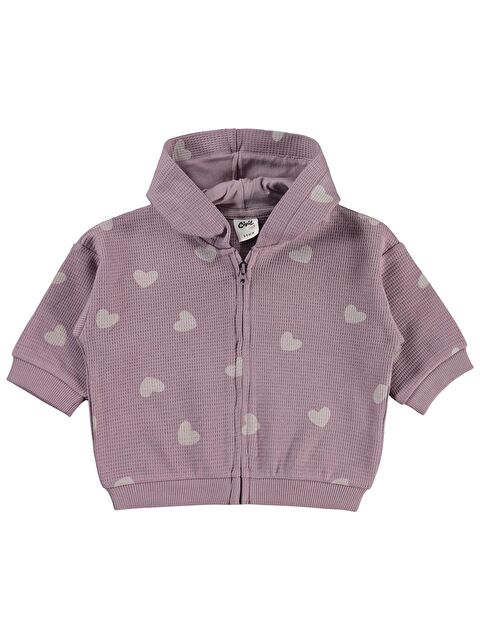 Civil Baby Kalp Baskılı 6-18 Ay Hırka - Lila 6-9 Ay - S000512224-17878