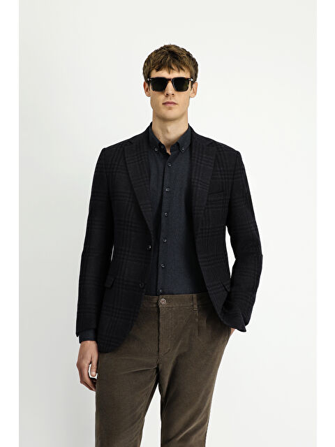 Kiğılı 6 Drop Regular Fit Standart Kesim Yünlü Ekose Ceket - S000494181-28102