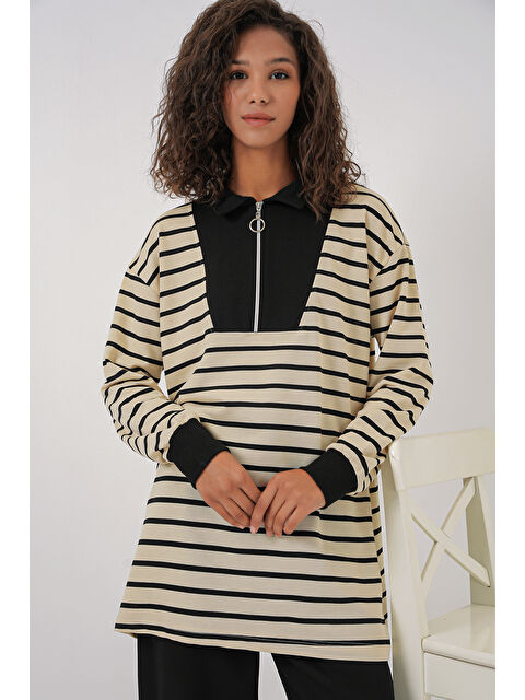 Bigdart 55454 Kadın Fermuarlı Tesettür Tunik - Siyah - S000319242-19351