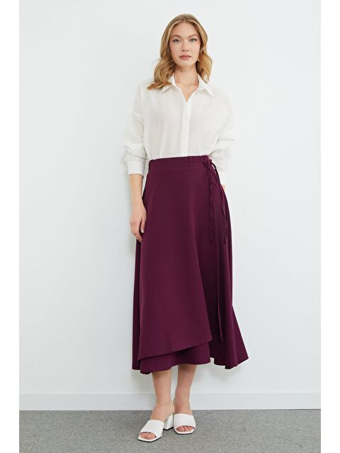 Fullamoda Yandan Bağlamalı Katlı Maxi Boy Etek