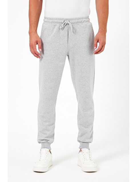 Mmetalic Kalın Gri  Erkek Jogger Eşofman Altı Jogger Arka Cepli Paça Lastikli Regular Fit Şardonsuz - S000268667-20600