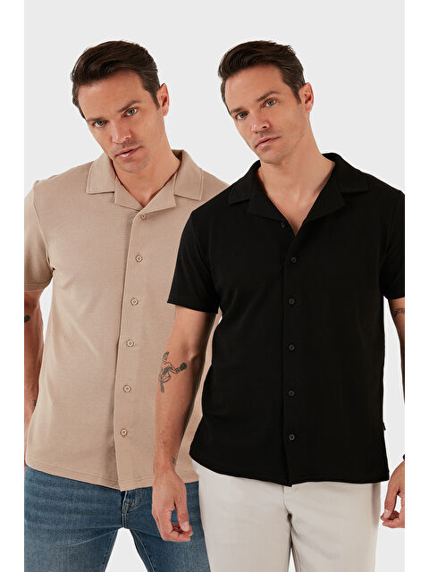 Buratti Pamuklu Regular Fit Kısa Kollu 2'li Paket Gömlek 5902640S2 - S000384615-5478