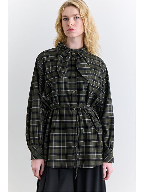 Manuka Ekose Bağlamalı Gömlek Yeşil - S000499135-18194