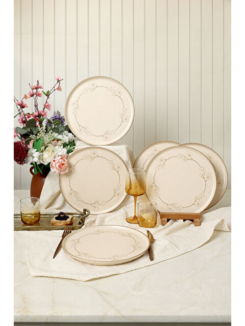 Keramika Taupe Bloom Nordıc Servis Tabağı 28 Cm 6 Adet - S000401339-3162