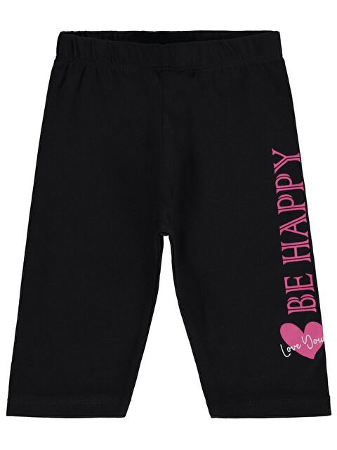 Civil Girls Be Happy Baskılı 2-5 Yaş Tayt - Siyah