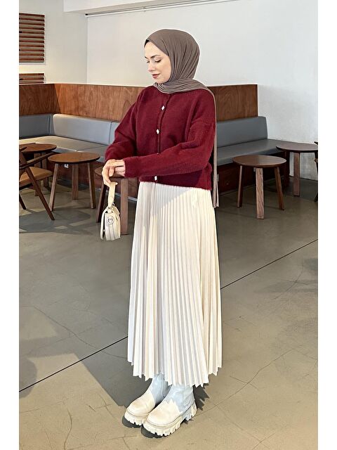 Lamelif Sakallı Basic Hırka Bordo - S000517968-19951