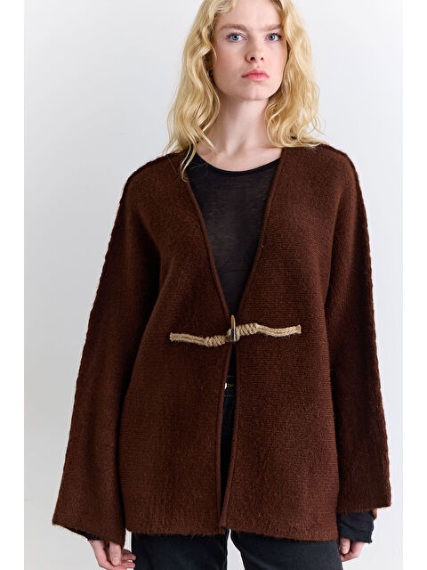 Manuka Norway Düğmeli Triko Hırka Kahverengi - S000499138-19413