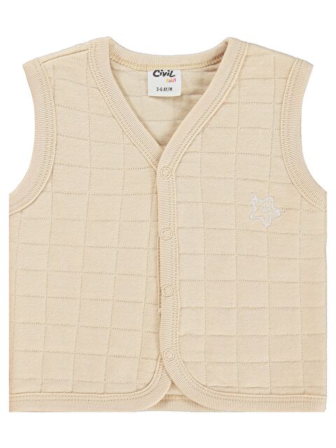 Civil Baby Yıldız Nakışlı 3-18 Ay Yelek - Kahverengi