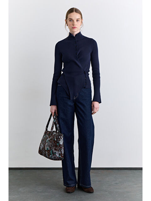 Manuka Çapraz Kapamalı Hırka Lacivert - S000499139-21164