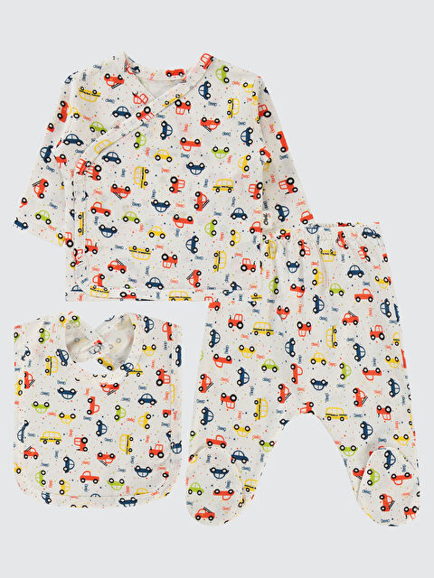 Civil Baby Erkek Bebek Zıbın Takımı 0-1 Ay Süprem Kumaş Ekru - S000345251-19965