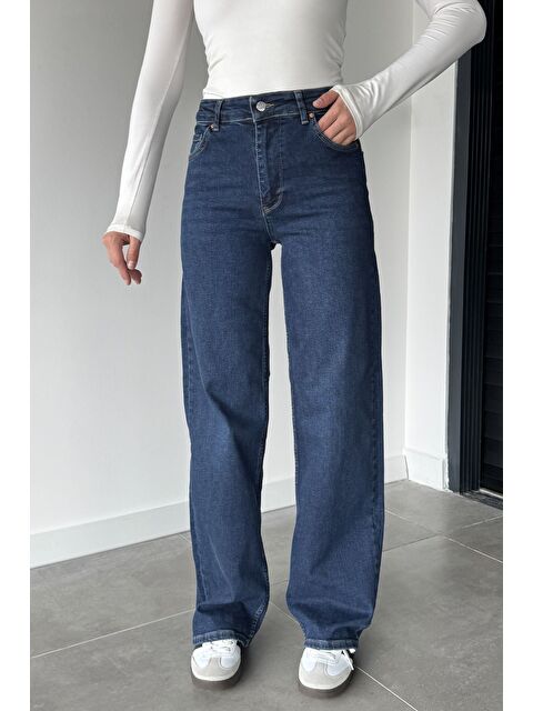 Gülseli Kadın Yüksek Bel Elastanlı Palazzo Jean Jean Pantolon - S000470299-21164