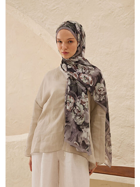 Fresh Scarfs Lavinia Desen Rami Şal Antrasit - S000459712-29666