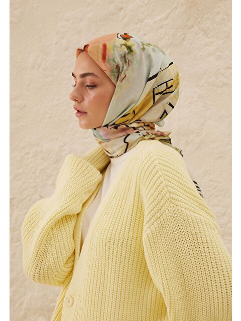 Fresh Scarfs Amelie Desen Pamuk Vual Eşarp Şeftalı - S000459711-17605