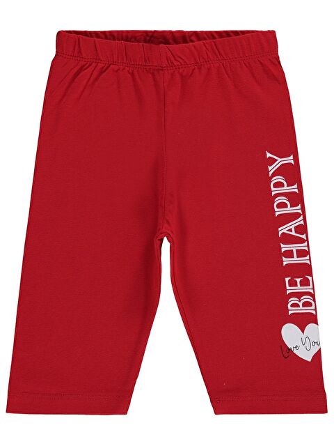 Civil Girls Be Happy Baskılı 2-5 Yaş Tayt - Kırmızı