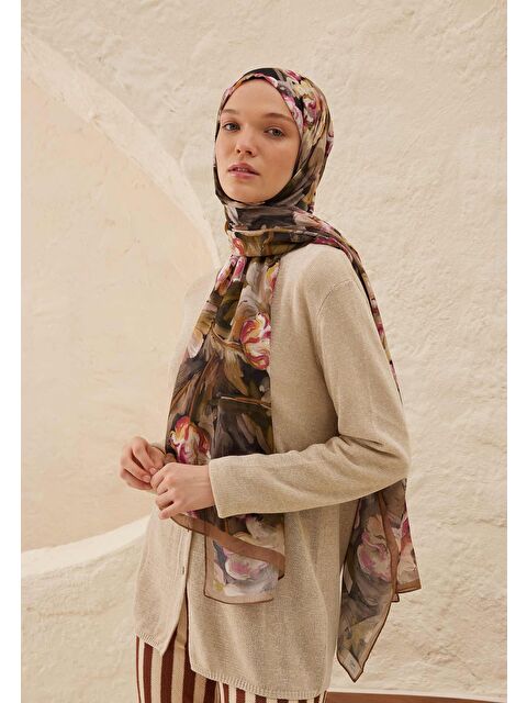 Fresh Scarfs Lavinia Desen Rami Şal Kahve - S000459712-28102