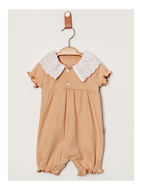 Kidex's Organik Tatlı Yenidoğan Fisto Yaka Detalı Çıt Çıt Kapatmalı Esnek Kız BebekTulumu