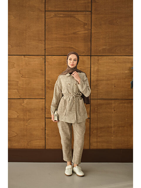 Locco Moda Kadın Kadın Çift Düğmeli Takım Vizon - S000492425-26429