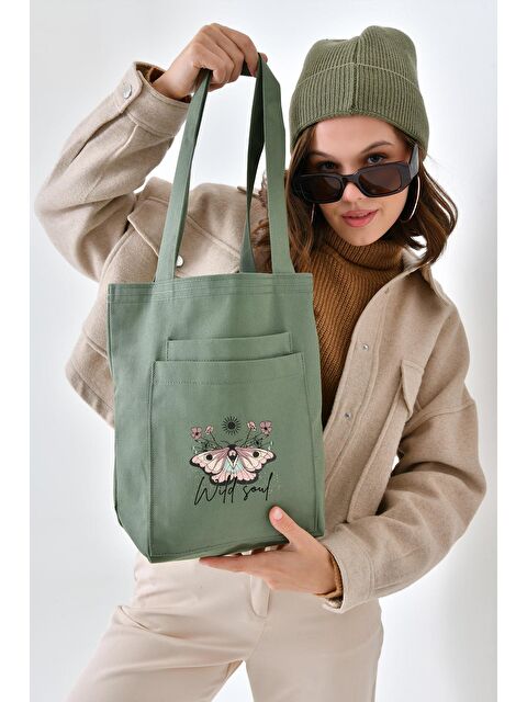 Bagg 2 Cepli Wild Soul Baskılı Mint Yeşili Gabardin Çanta - S000366113-18194