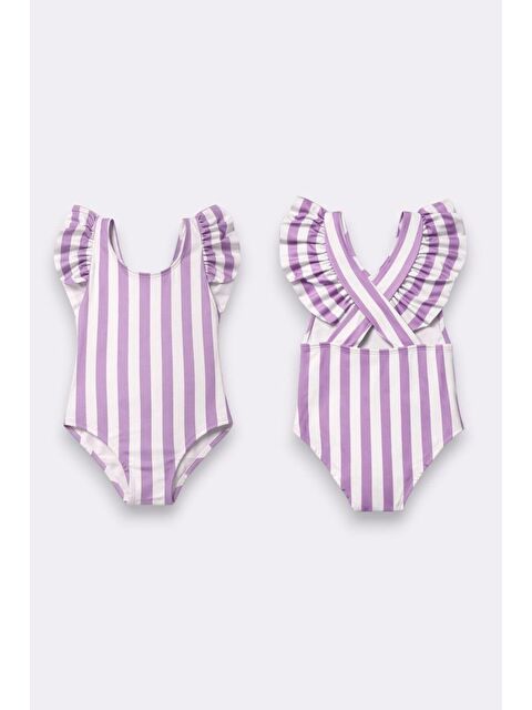 My Kids Wear Kız Çocuk Fırfır Detaylı Tasarım Çapraz Askılı Mayo 12733