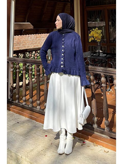 Lamelif Fırfır Detaylı Hırka Lacivert - S000517982-21164