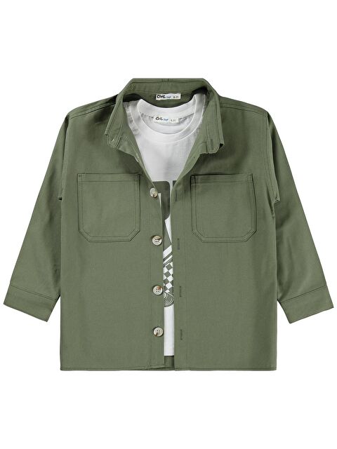 Civil Boys Çift Cepli Tişörtlü 10-13 Yaş Gömlek - Haki