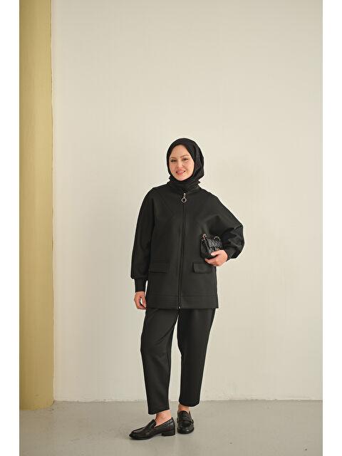 Locco Moda Kadın Fermuarlı İkili Takım Siyah - S000492429-19351