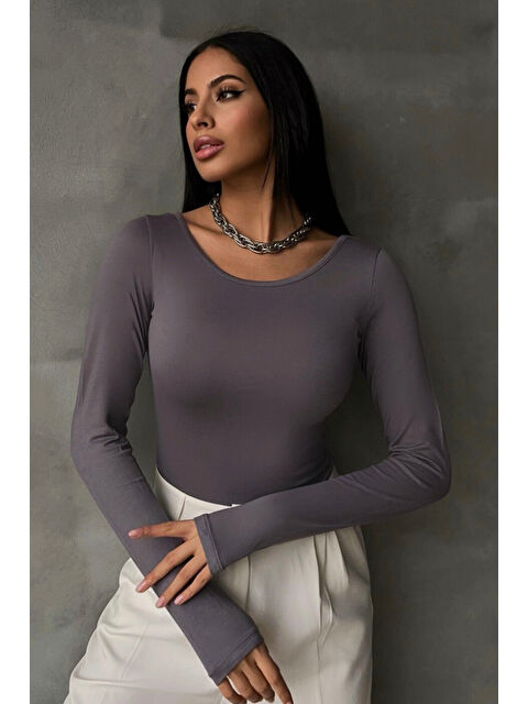 Bipantolon Kadın Gri Prenses Yaka Bluz - S000518981-20600