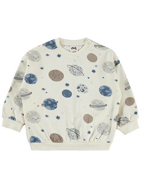 Civil Baby Gezegen Empirme 6-18 Ay Sweatshirt - Ekru