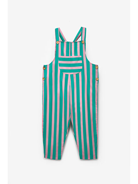 Le Mabelle Mint Çizgi Desenli Cep Detaylı Çocuk Salopet