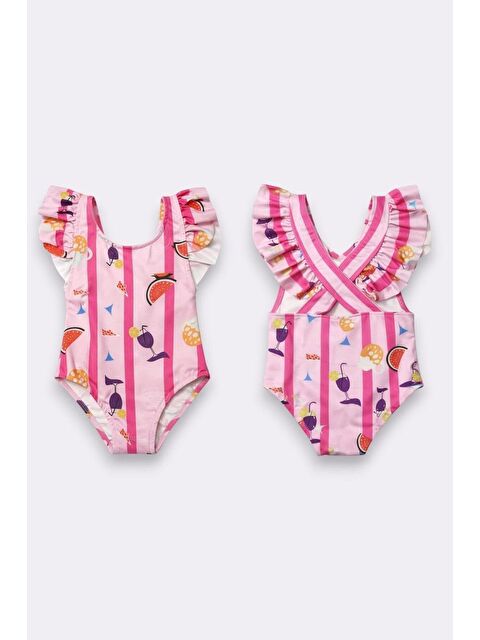 My Kids Wear Kız Çocuk Fırfır Detaylı Tasarım Çapraz Askılı Mayo 12732