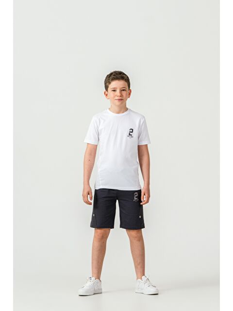 Mışıl Kids Üst Ön Baskılı Alt Çıtçıtlı Sol Bacak Baskılı Erkek Çocuk Şort - Tişört Takımı - S000513752-33408