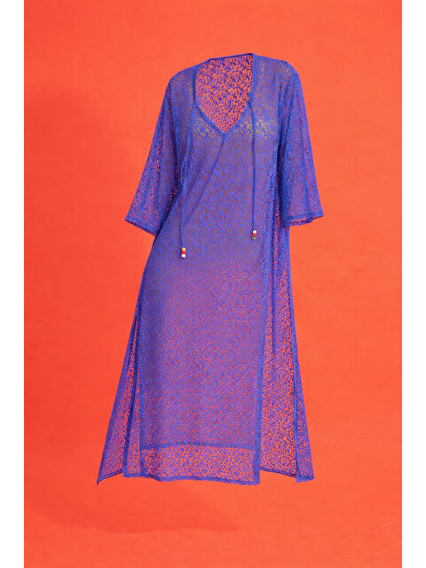 NBB Saks Mavi Dantelli Uzun Elbise Pareo - S000505424-23710