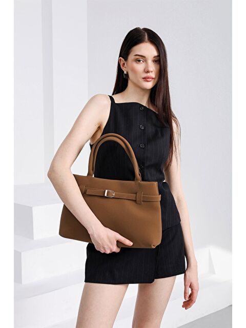 Shulebags Mussel Süet Omuz Çantası Taba - S000489560-14955