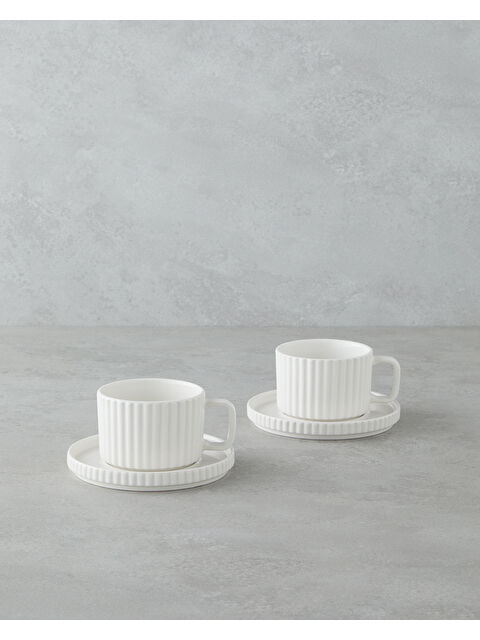English Home Lunara Porselen 4 Parça 2 Kişilik Çay Fincanı Takımı 220 ml Beyaz - S000440374-20063