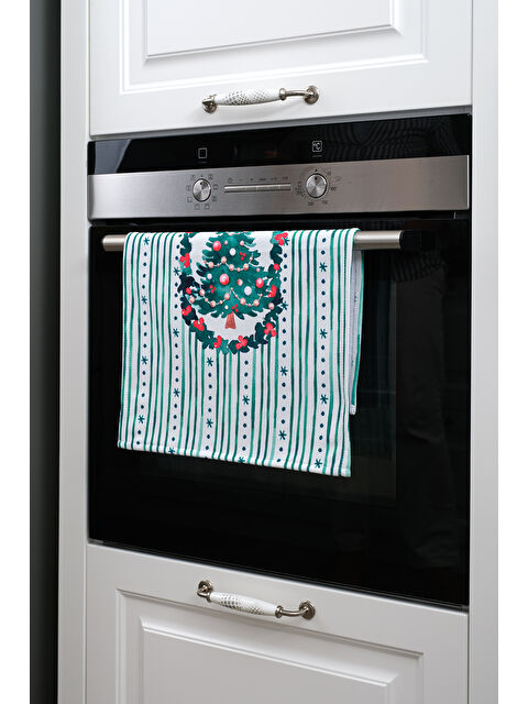 Asdiva Yılbaşı Temalı Çam Ağacı Çubuk Desen Detaylı Dekoratif Mutfak Fırın Kurulama Bezi Yeşil - 35x55cm - S000484574-18194