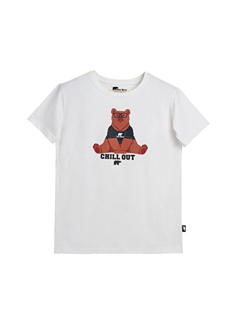 Bad Bear Caleb Beyaz Baskılı Çocuk Tişört