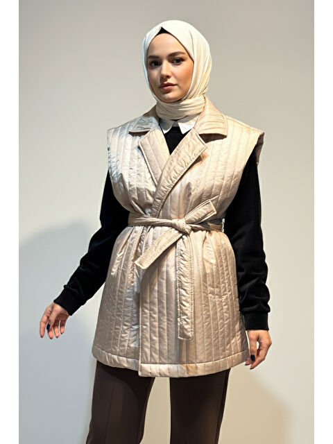 Remsa Kapitone Kuşak Detay Yelek 51258 Bej - S000485982-19928