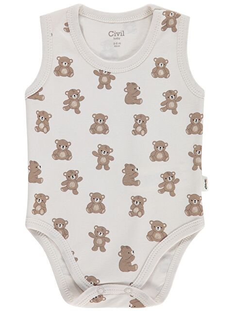 Civil Baby Ayıcık Empirme 0-3 Yaş Çıtçıtlı Badi - Bej