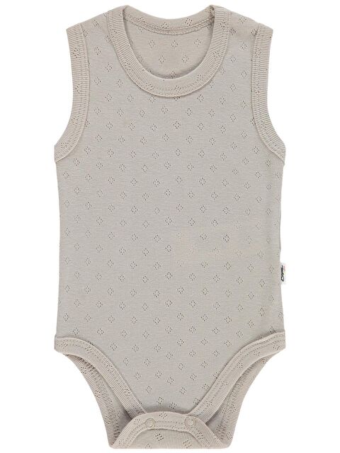 Civil Baby Jakarlı 3-36 Ay Çıtçıtlı Badi - Kahve