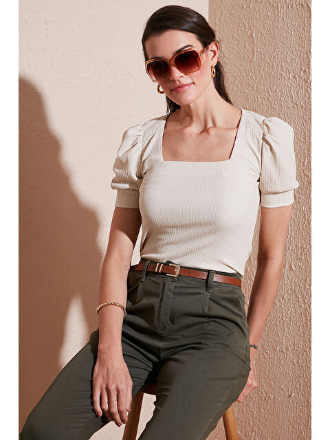 Lela Kol Detaylı Kare Yaka Bluz 5869002 - S000336570-25636