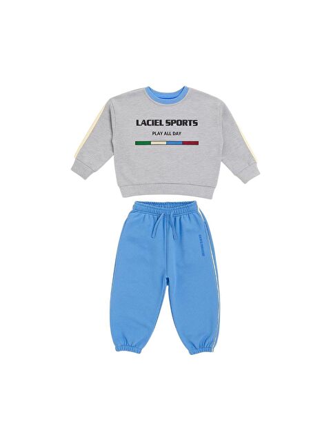 Magu Unisex Çocuk Pamuklu Gri Spor Baskılı Sweatshirt – Rahat Kalıp, Yumuşak Doku - S000473440-23173