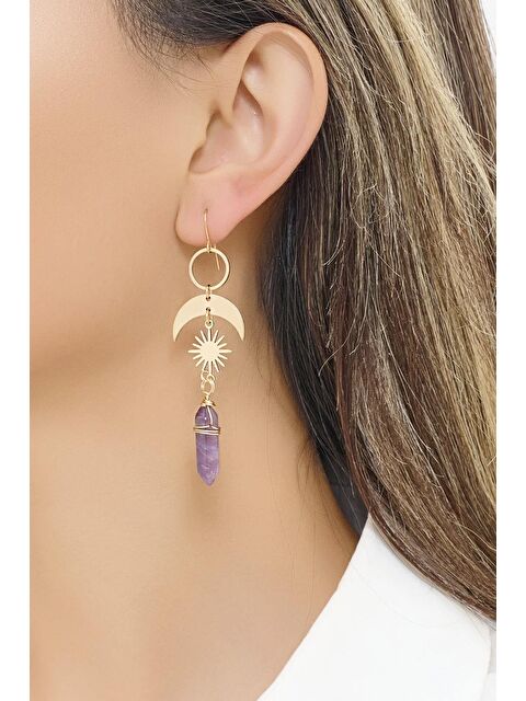 New Obsessions Mor Taşlı Astral Küpe - S000436346-20076