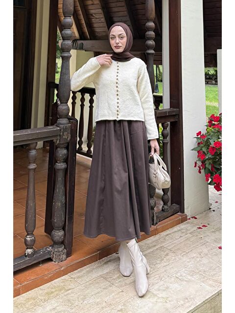 Lamelif Düğme Detaylı Hırka Natural - S000517986-26406